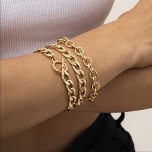 NEW Stackable Chunky Gold Bracelets Set